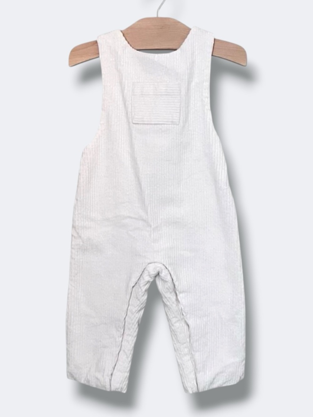 Jacadi Boys Overalls 12M White Corduroy Lined One Piece Cross Back Straps Fall